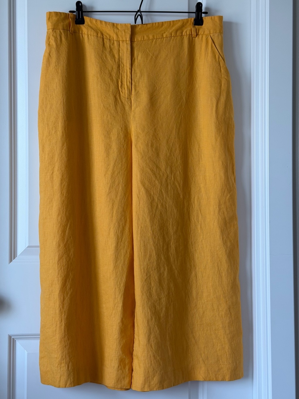 Breezy Worthington Cropped Wide Leg High Waist Linen Pants Chic Summer Look - XL